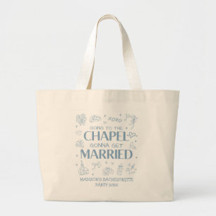 Whimsical Hand Drawn Going To The Chapel Large Tote Bag