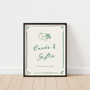 Whimsical Hand Drawn Green Cards & Gifts Poster