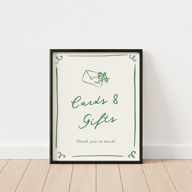 Whimsical Hand Drawn Green Cards & Gifts Poster (Creator Uploaded)