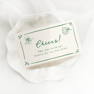Whimsical Hand Drawn Green Drink Ticket Enclosure Card