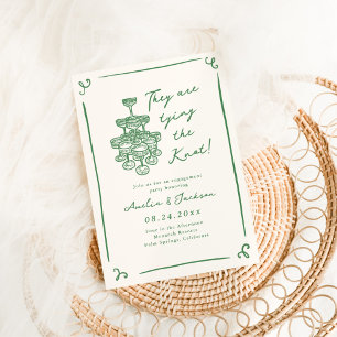 Whimsical Hand Drawn Green Engagement Party Invitation