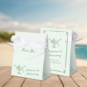 Whimsical Hand Drawn Green Martinis & Matrimony Favour Box