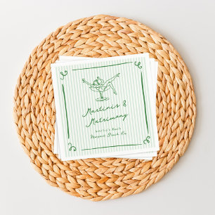Whimsical Hand Drawn Green Martinis & Matrimony Napkin