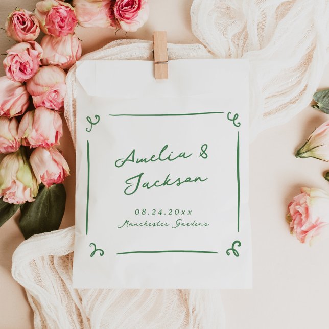 Whimsical Hand Drawn Green Wedding Favour Bags (Creator Uploaded)