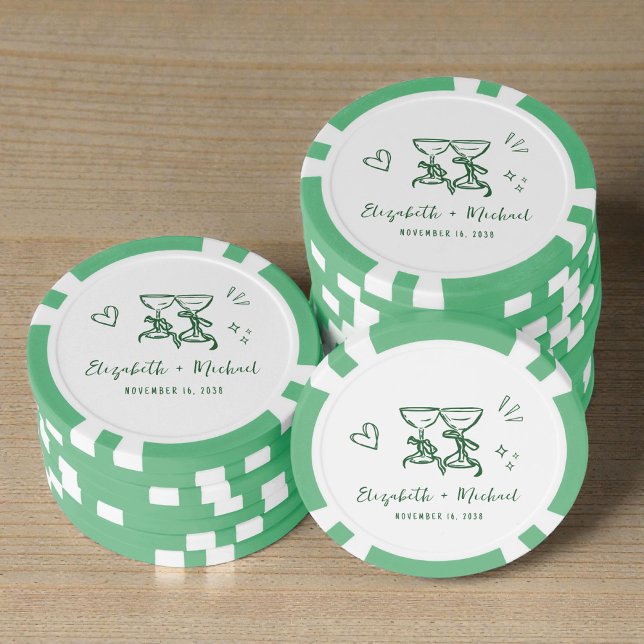 Whimsical Hand Drawn Green Wedding Poker Chips (Whimsical Hand Drawn Green Wedding Poker Chips)