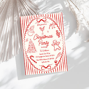 Whimsical Hand Drawn Handwritten Christmas Party Invitation