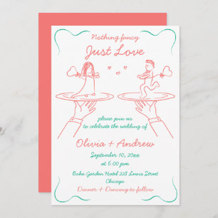 Whimsical Hand Drawn Handwritten Quirky Wedding Invitation