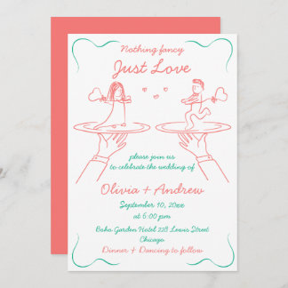 Whimsical Hand Drawn Handwritten Quirky Wedding Invitation