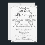 Whimsical Hand Drawn Handwritten Quirky Wedding Invitation<br><div class="desc">Our"Whimsical Hand Drawn Handwritten Quirky Wedding Invitation"features a hand drawn bride and groom on separate serving trays,  connected by heart shaped balloons,  the design is simple and minimalist,  in black and white.
 If you need any other matching product or customisation,  please contact me.</div>