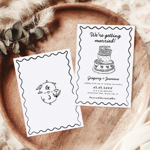 Whimsical Hand Drawn Handwritten Quirky Wedding Invitation