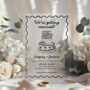 Whimsical Hand Drawn Handwritten Wedding Acrylic Invitations