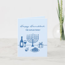 Whimsical Hand Drawn Hanukkah Jewish Trendy Custom
