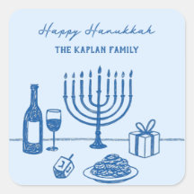 Whimsical Hand Drawn Hanukkah Party Trendy Custom