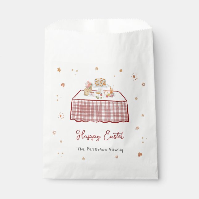 Whimsical Hand Drawn Happy Easter Favour Bags (Front)