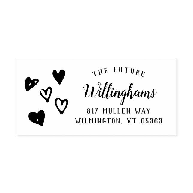 Whimsical Hand Drawn Hearts | Wedding Self-inking Stamp (Design)