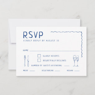 Whimsical Hand Drawn Illustrated Wedding RSVP Card