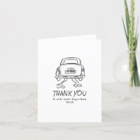 Whimsical Hand Drawn Just Married Car Wedding