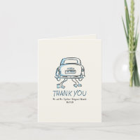Whimsical Hand Drawn Just Married Car Wedding
