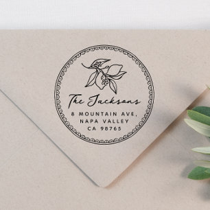 Whimsical Hand Drawn Lemon Name & Return Address Self-inking Stamp