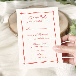 Whimsical Hand Drawn Menu Option Wedding rsvp