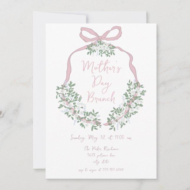 Whimsical Hand Drawn Mothers Day Brunch Invitation (Front)