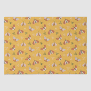 Whimsical hand drawn moths boho pattern tissue paper