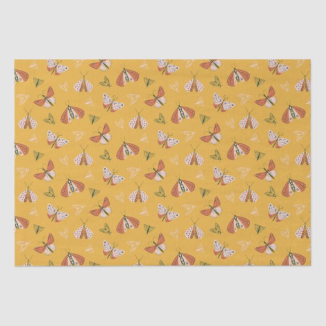 Whimsical hand drawn moths boho pattern  tissue paper (Front)