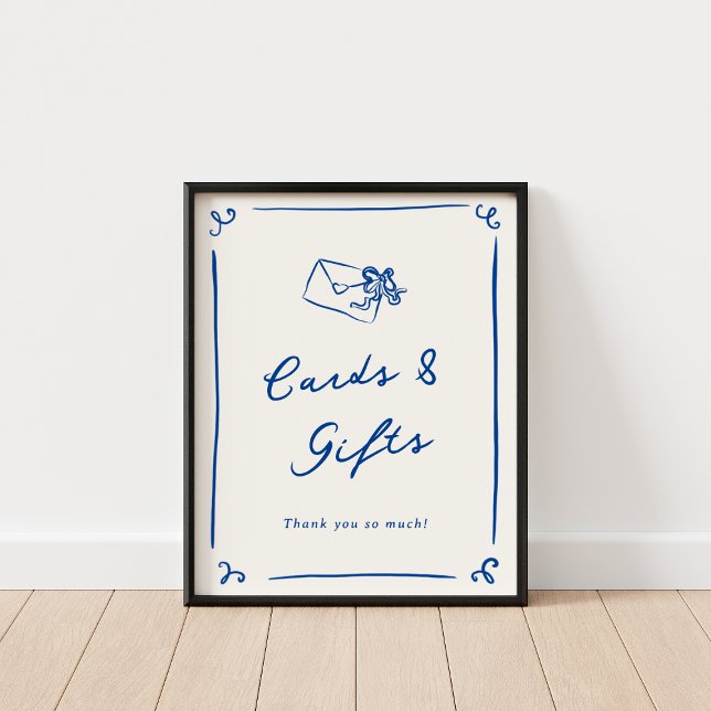 Whimsical Hand Drawn Navy Blue Cards & Gifts Poster (Creator Uploaded)
