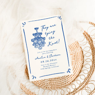 Whimsical Hand Drawn Navy Blue Engagement Party Invitation