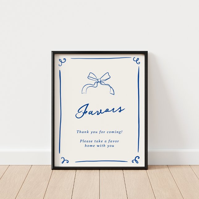 Whimsical Hand Drawn Navy Blue Favours Poster (Creator Uploaded)