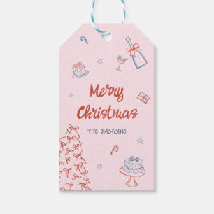 Whimsical Hand Drawn Oh What Fun Christmas Party Gift Tags