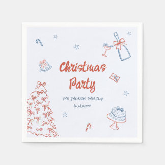 Whimsical Hand Drawn Oh What Fun Christmas Party Napkin