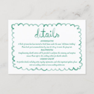 Whimsical Hand Drawn Olive Green Frame Details Enclosure Card