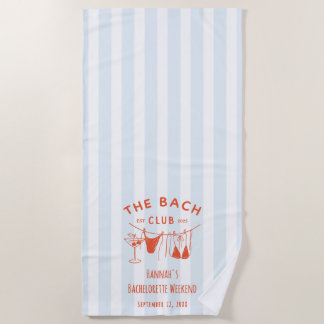 Whimsical Hand Drawn Orange Cocktail Bachelorette Beach Towel