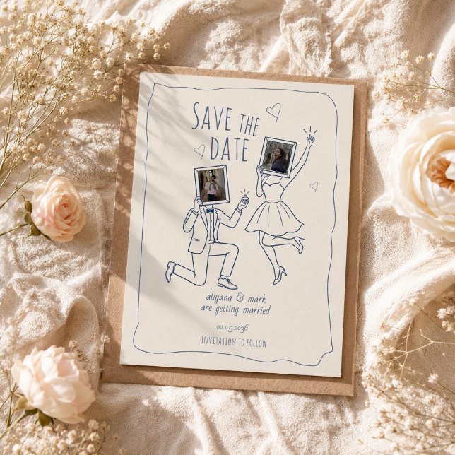 Whimsical Hand Drawn Photo Doodle Save The Date (Creator Uploaded)