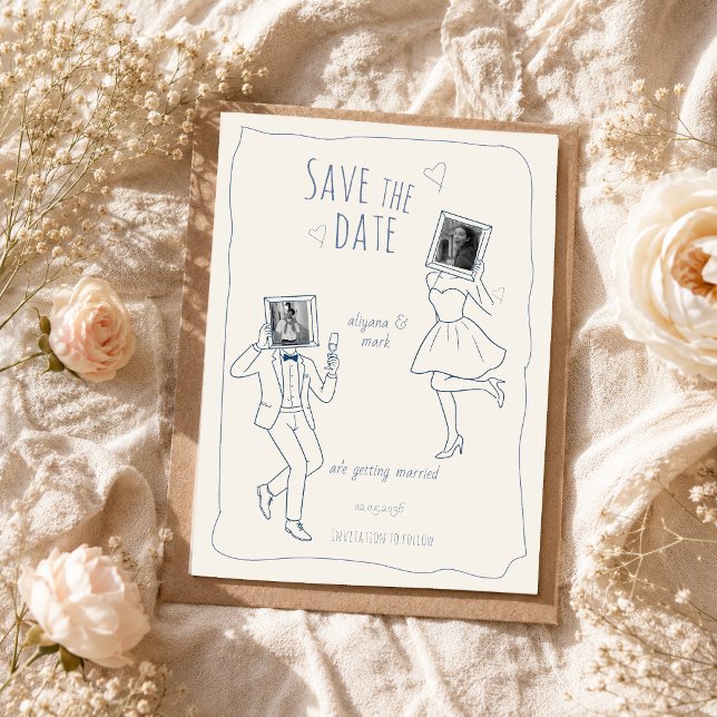 Whimsical Hand Drawn Photo Doodle Save The Date (Creator Uploaded)