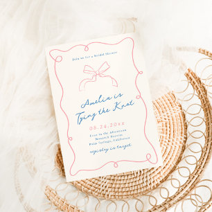 Whimsical Hand Drawn Pink & Blue Bridal Shower Invitation