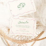 Whimsical Hand Drawn Pink & Green Wedding Details Invitation<br><div class="desc">This adorable design features hand drawn elements and a whimsical bold text.</div>