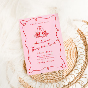 Whimsical Hand Drawn Pink & Red Bridal Shower Invitation