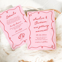 Whimsical Hand Drawn Pink & Red Wedding + Details