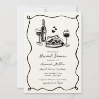 Whimsical Hand Drawn Pizza Wine Bridal Shower
