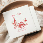 Whimsical Hand Drawn Pizza Wine Bridal Shower Napkin<br><div class="desc">Whimsical Hand Drawn Pizza Wine Bridal Shower Paper Napkins</div>