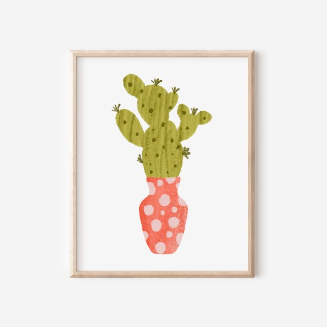 Whimsical Hand-Drawn Potted Cactus Art Poster (Creator Uploaded)