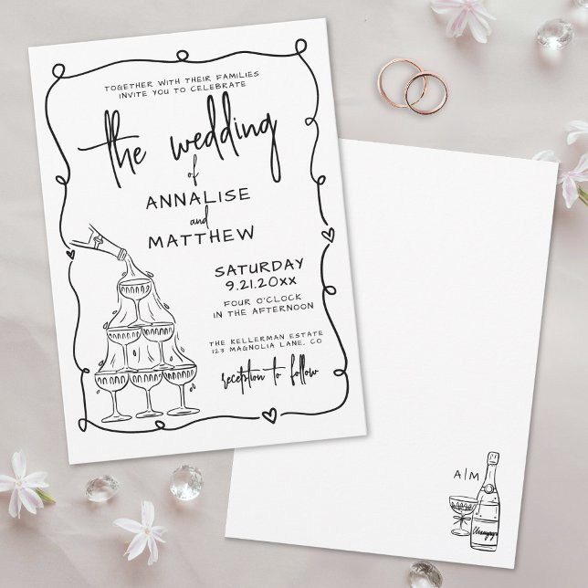 Whimsical Hand Drawn Quirky Wedding Invitation (Whimsical Hand Drawn Quirky Wedding Invitation)
