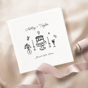 Whimsical Hand Drawn Quirky Wedding Napkin