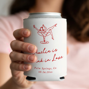 Whimsical Hand Drawn Red Bachelorette Can Cooler