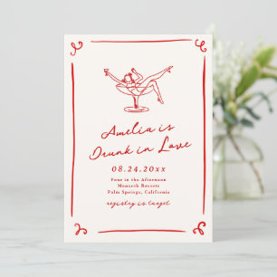 Whimsical Hand Drawn Red Bachelorette Invitation