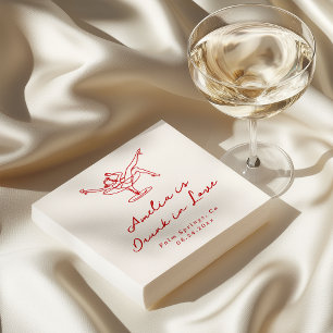 Whimsical Hand Drawn Red Bachelorette Napkin