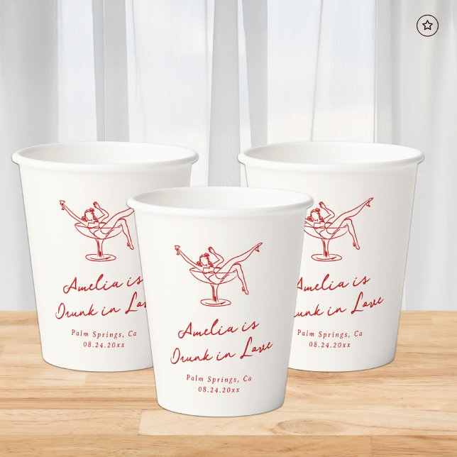 Whimsical Hand Drawn Red Bachelorette Paper Cups (Creator Uploaded)
