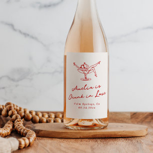 Whimsical Hand Drawn Red Bachelorette Wine Label